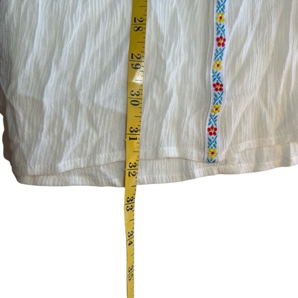 Umgee White Blue Gauzy Boho Tunic Dress Small Peasant Bohemian Southwestern - Picture 11 of 12